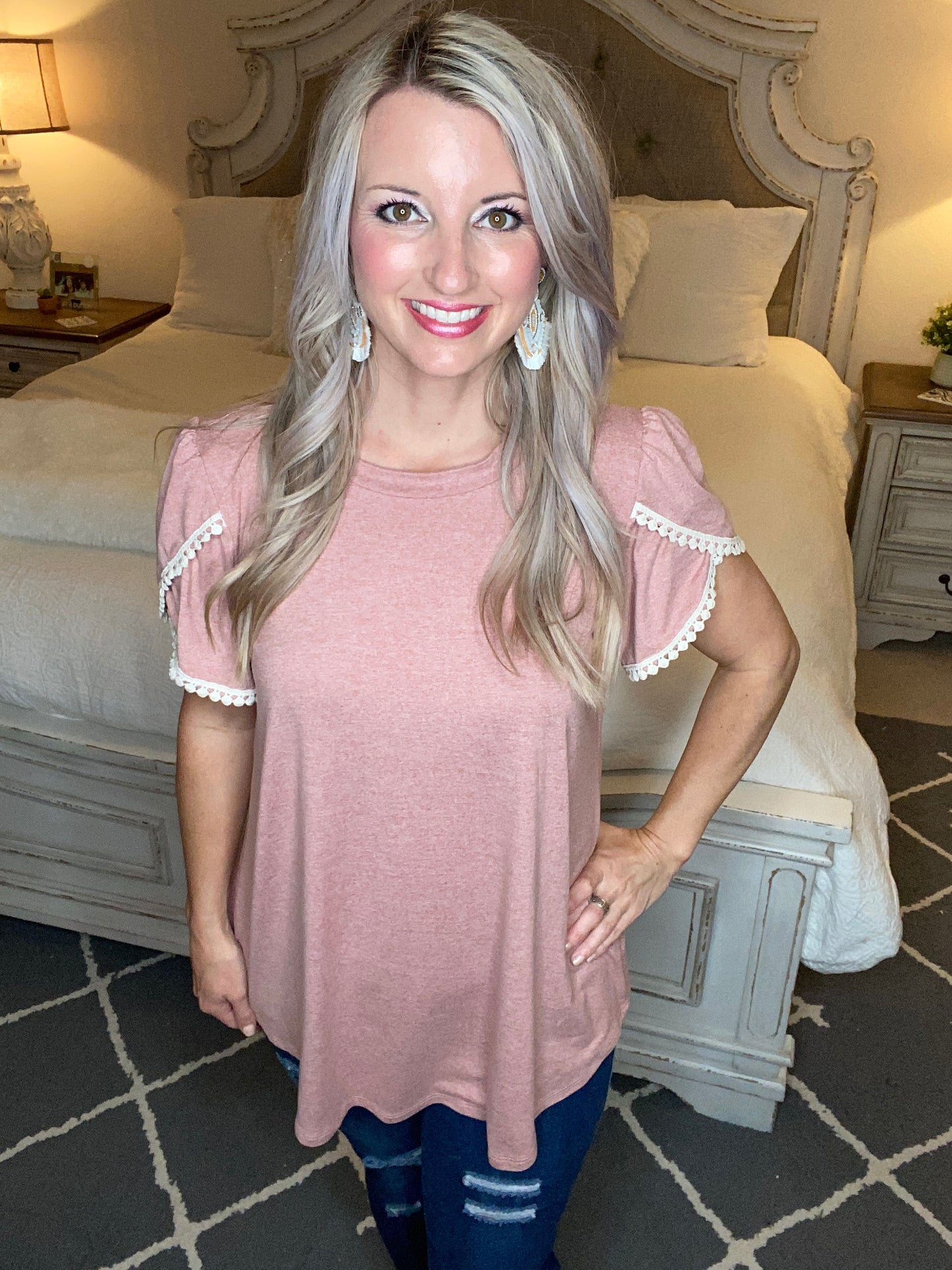 Laced Up & Sophisticated Blouse in Blush
