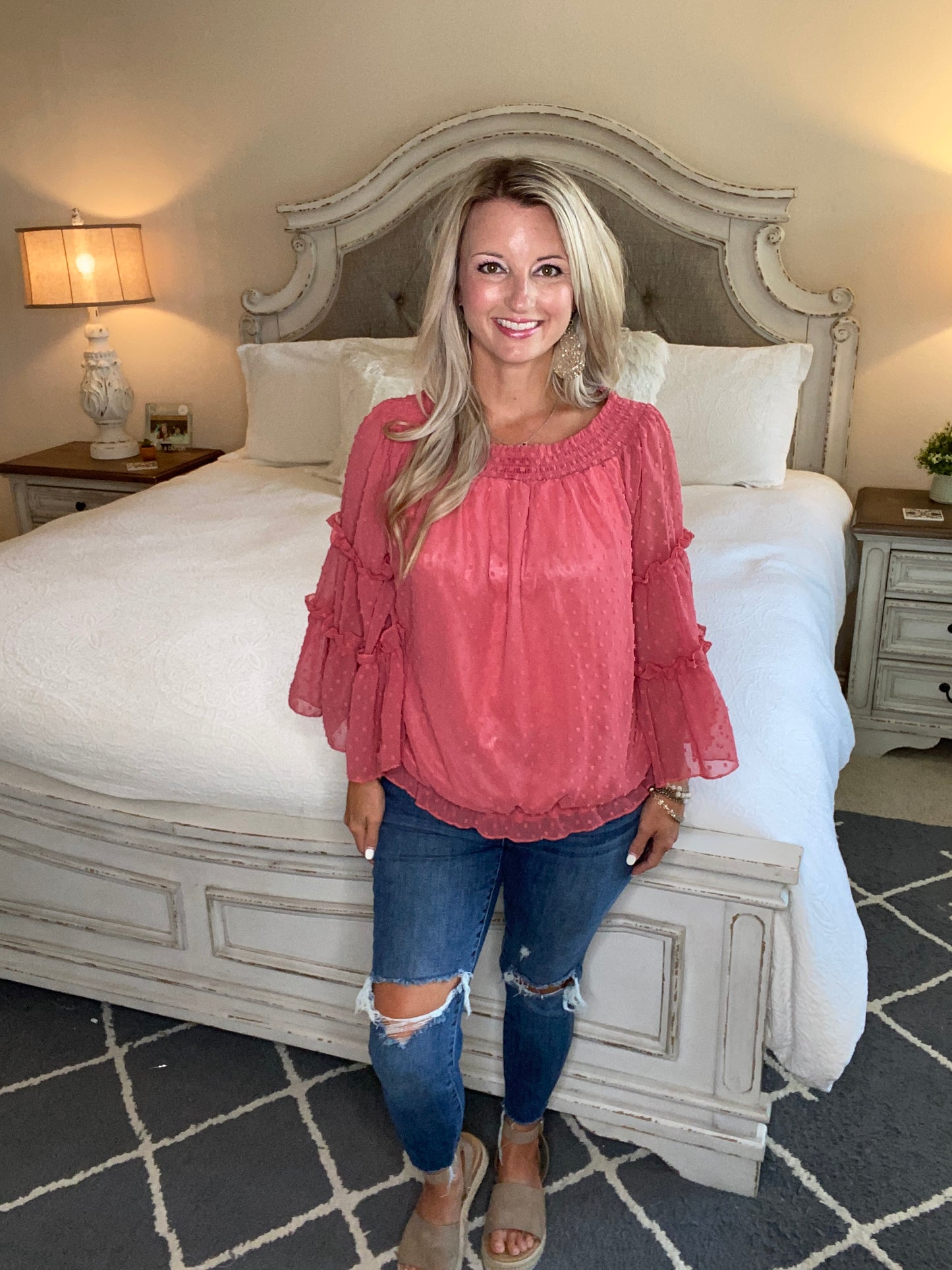 Dreaming Of Swiss Dots Top in Mauve