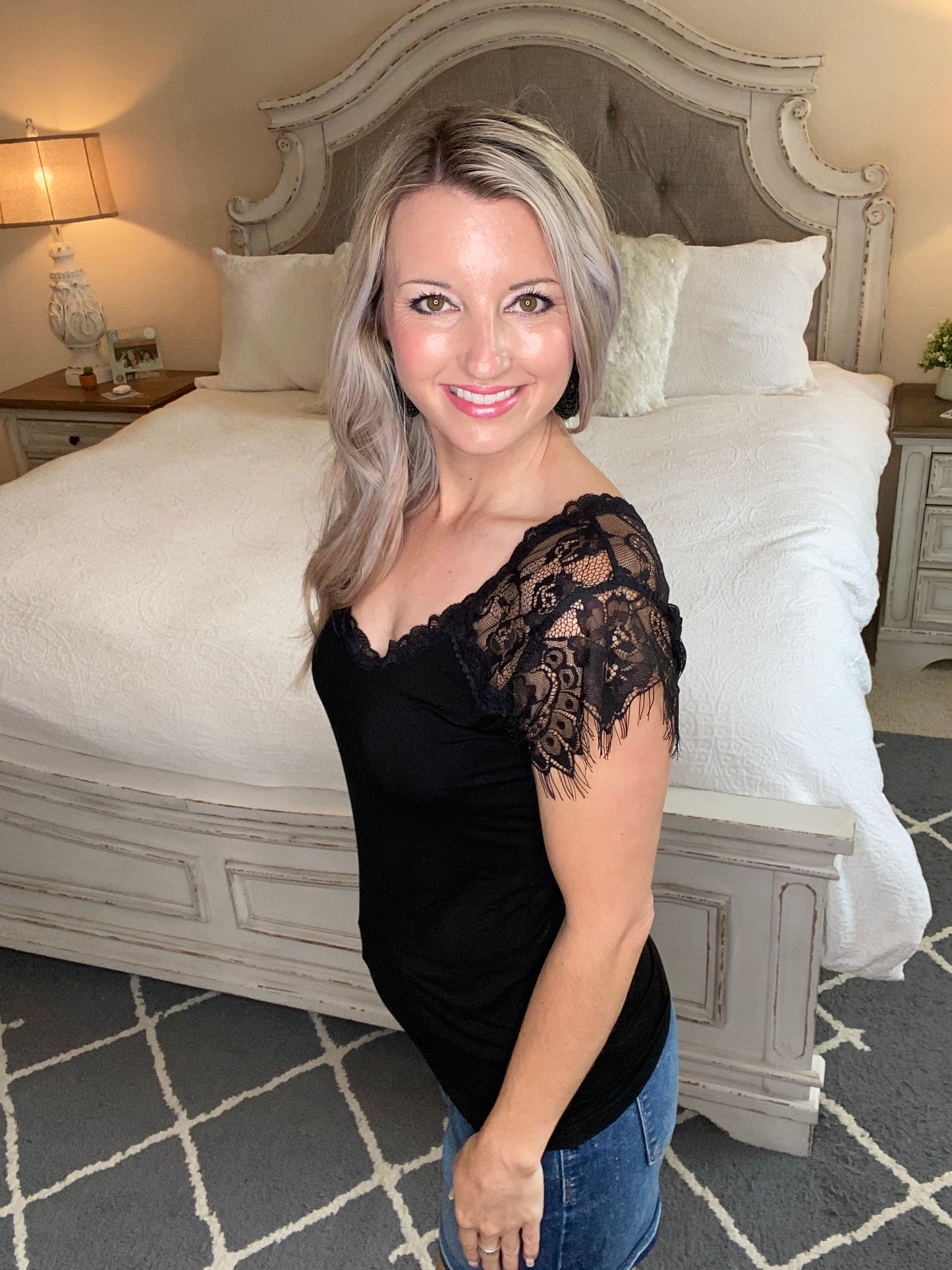 Lovely Lace Tee In Black