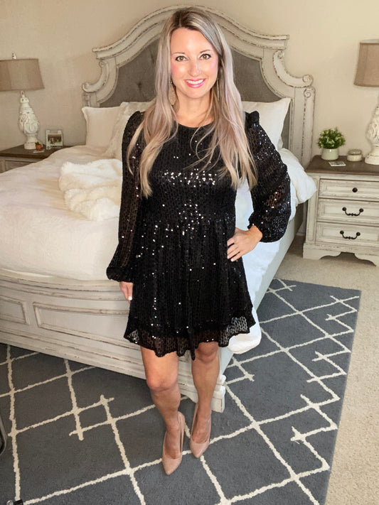 Mia Sequin Dress in Black