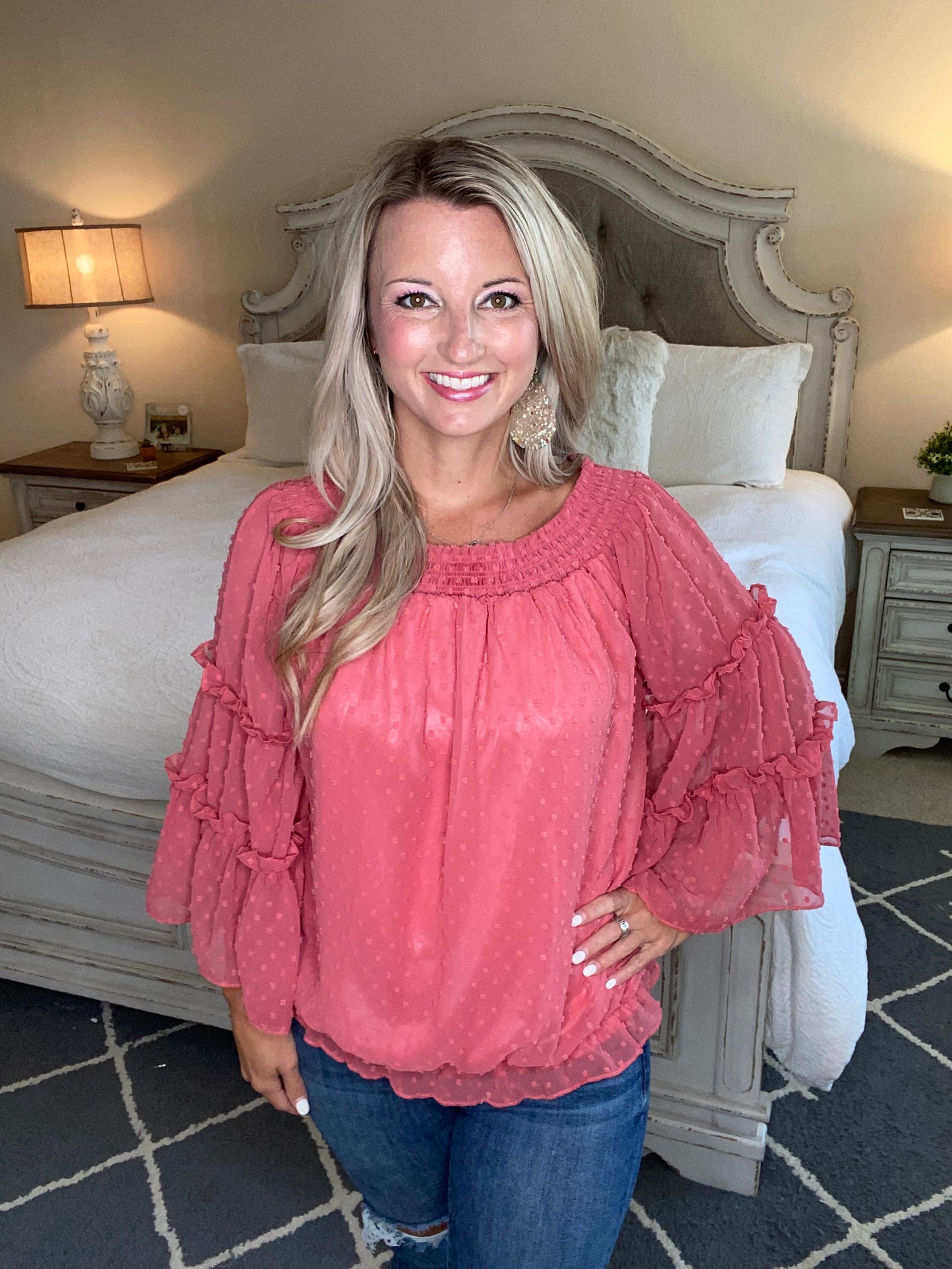 Dreaming Of Swiss Dots Top in Mauve