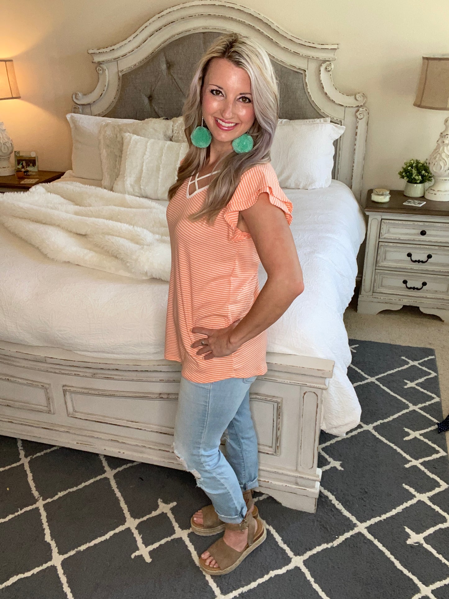 Out of Town Top in Apricot
