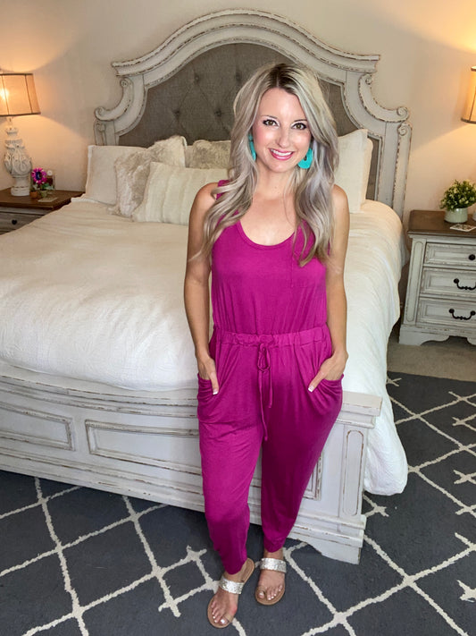 Jump In Jumpsuit In Hot Pink