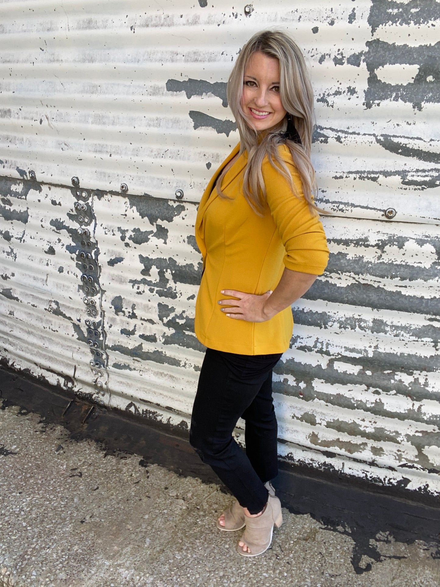Acting Like A Lady Blazer in Mustard