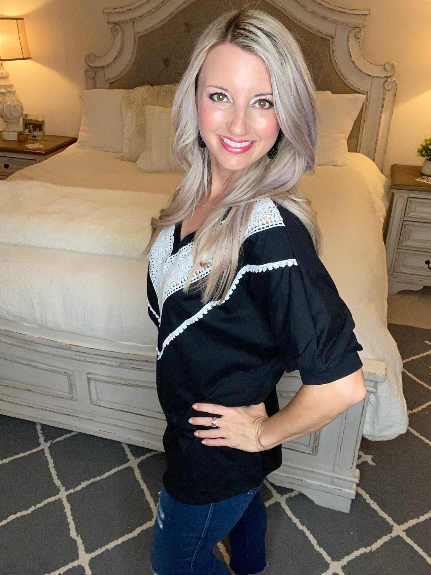 Happy in My Lace Blouse in Black