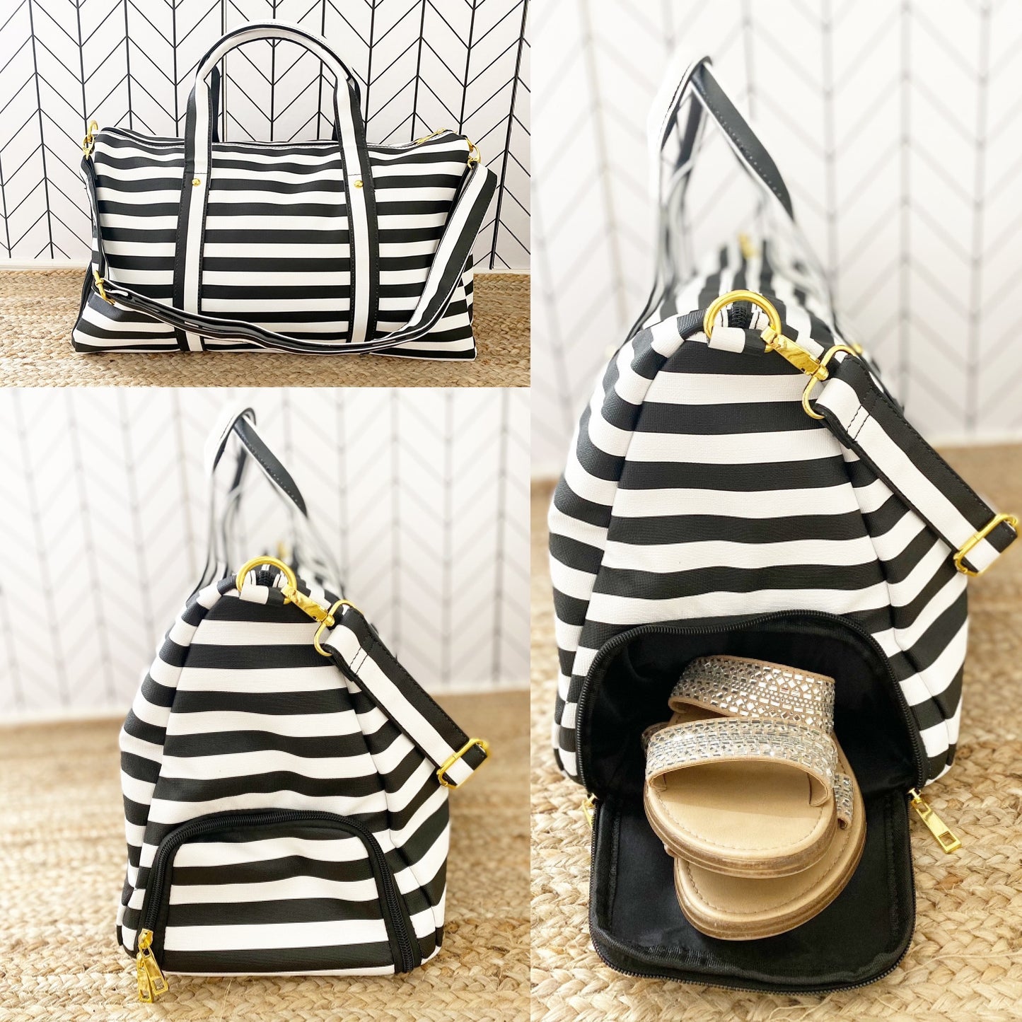 Sassy Striped Weekender Duffle Bag