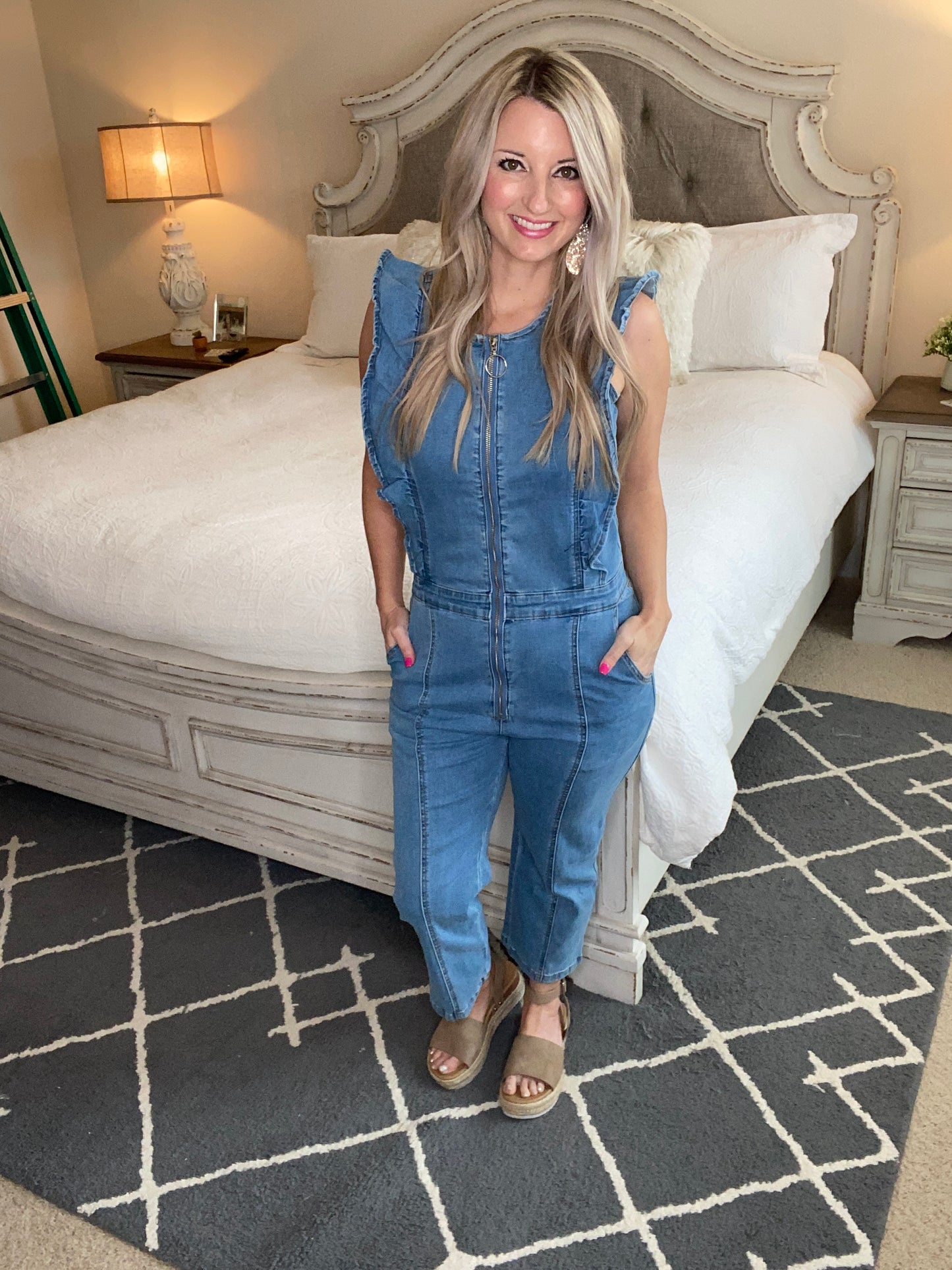 Denim Ruffles Jumpsuit