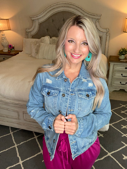 Distressed Vibes Denim Jacket