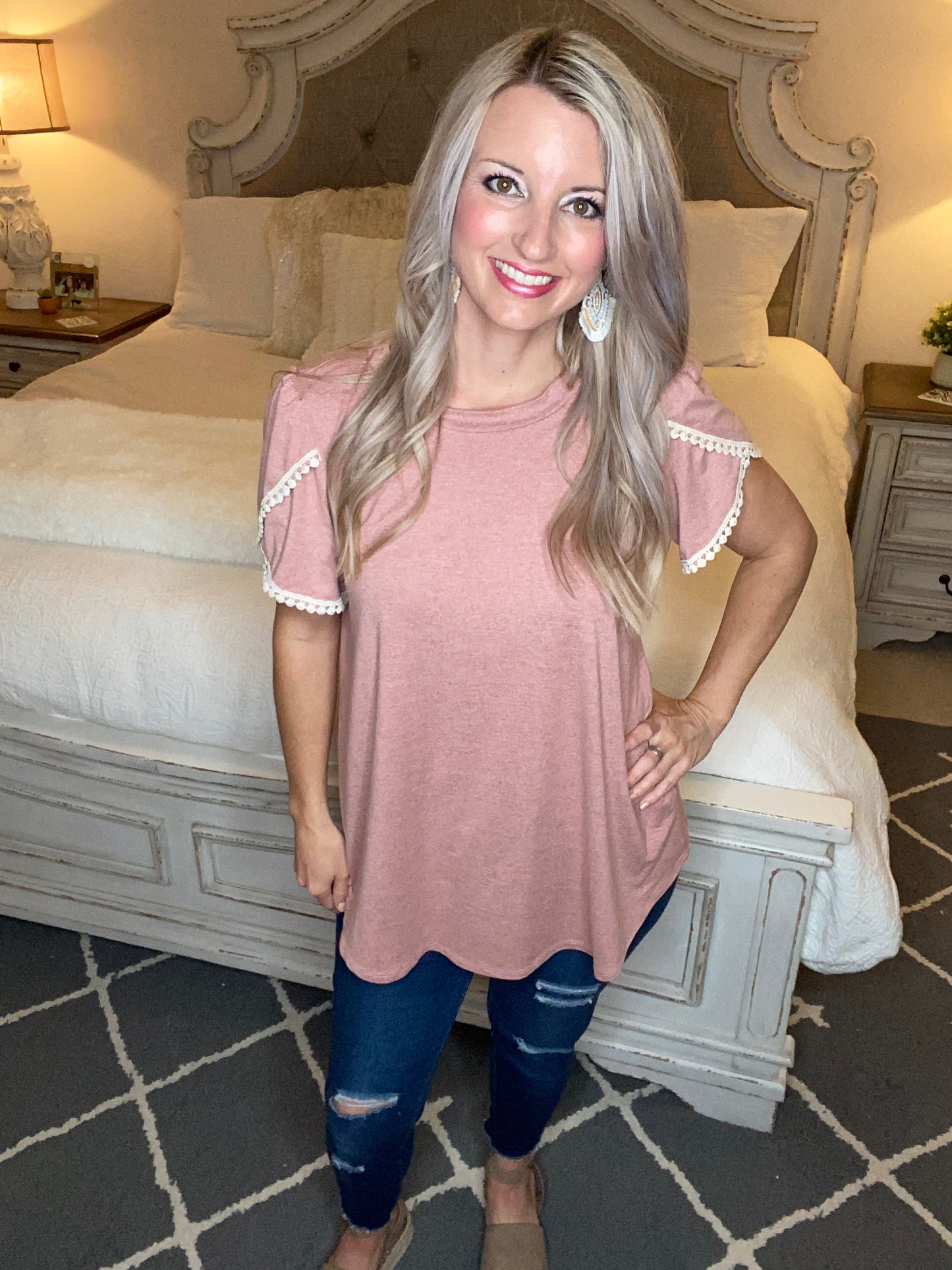 Laced Up & Sophisticated Blouse in Blush
