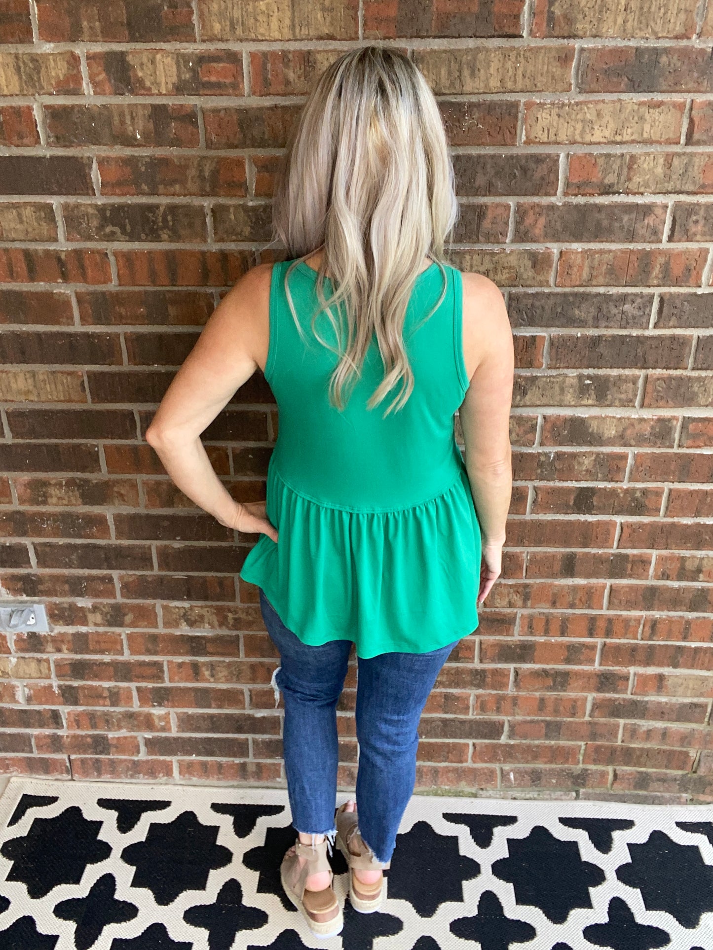Basic Babydoll Tank In Kelly Green