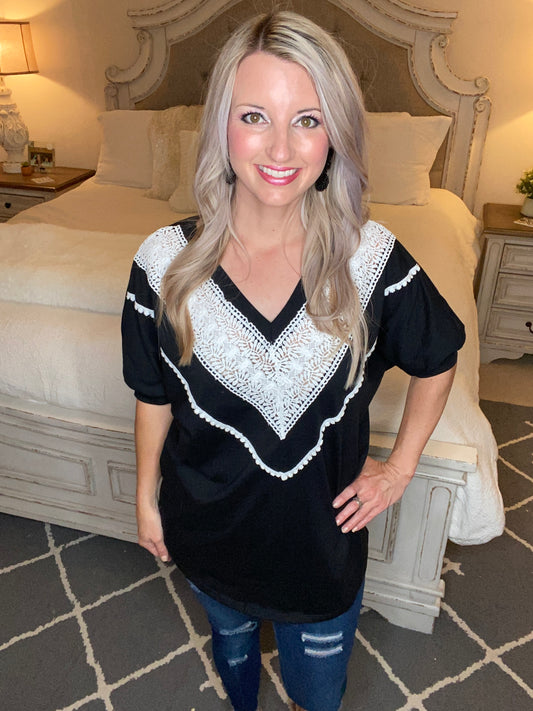 Happy in My Lace Blouse in Black