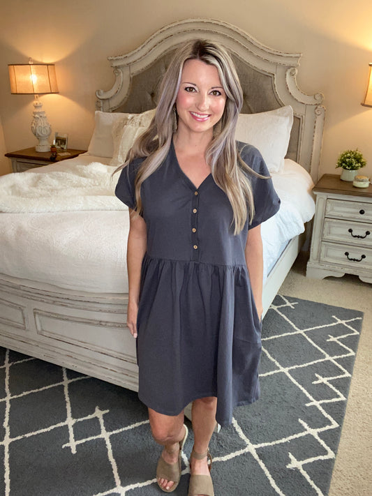 A Wish Your Heart Makes Dress in Charcoal