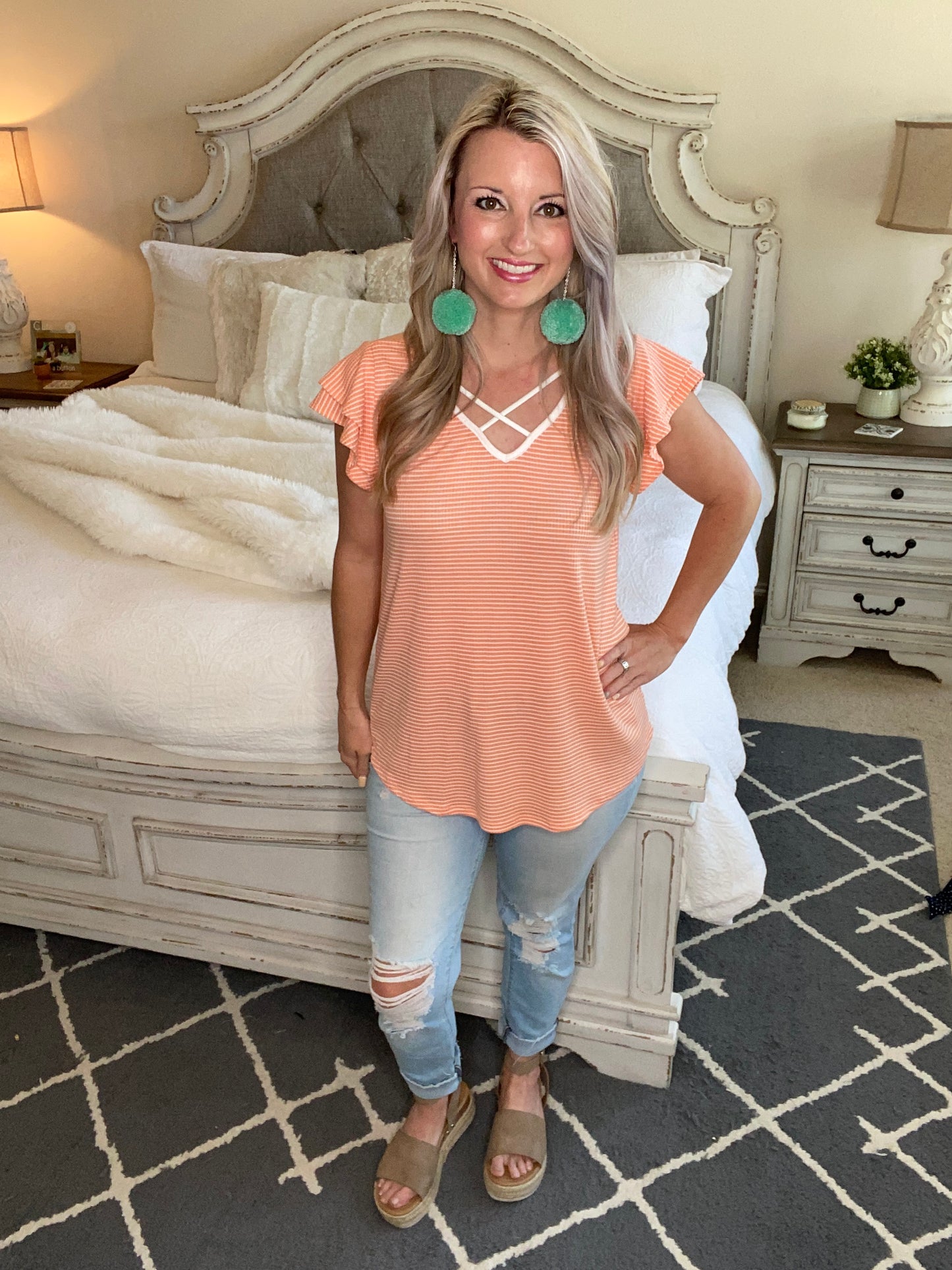 Out of Town Top in Apricot