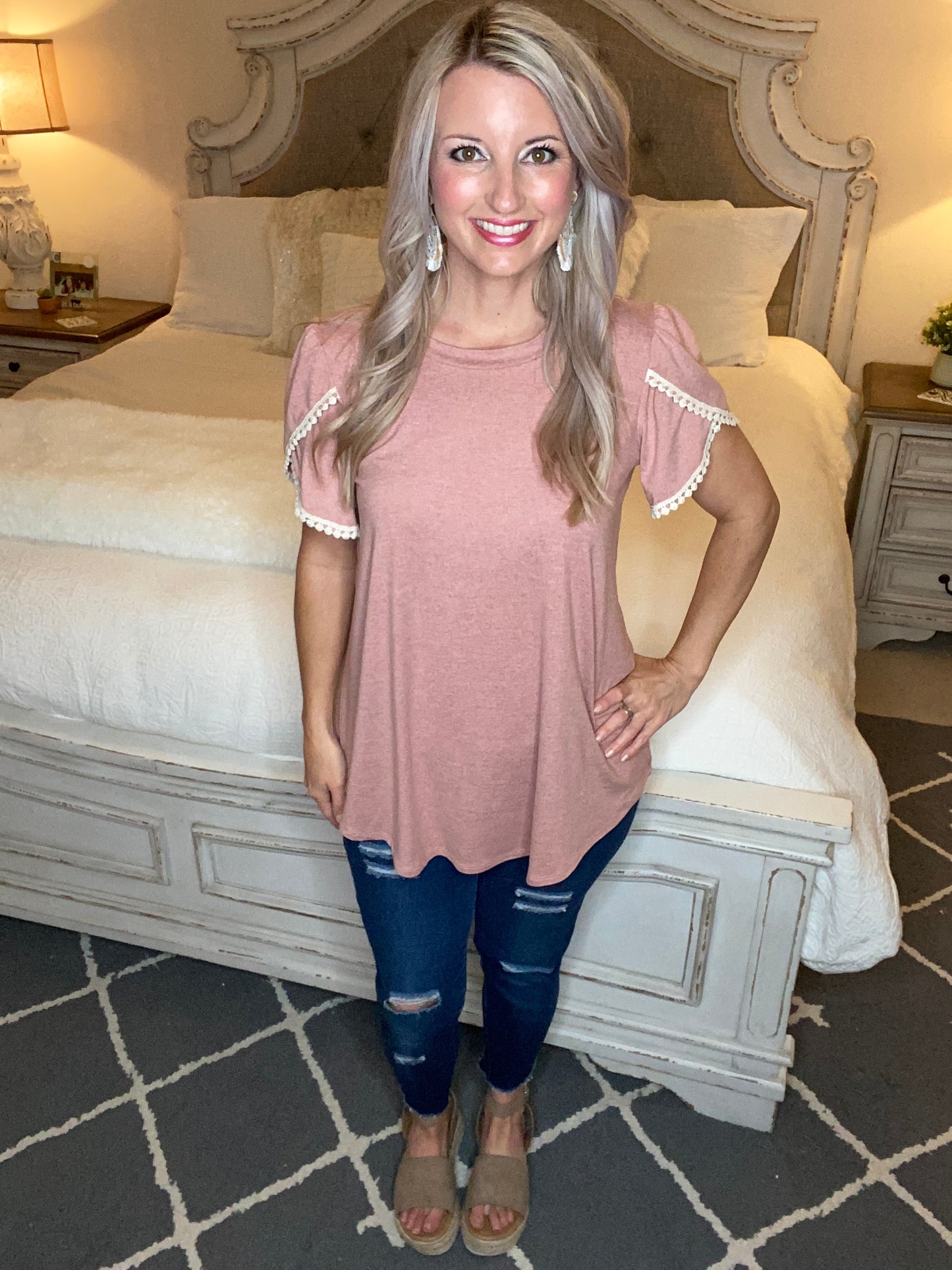 Laced Up & Sophisticated Blouse in Blush