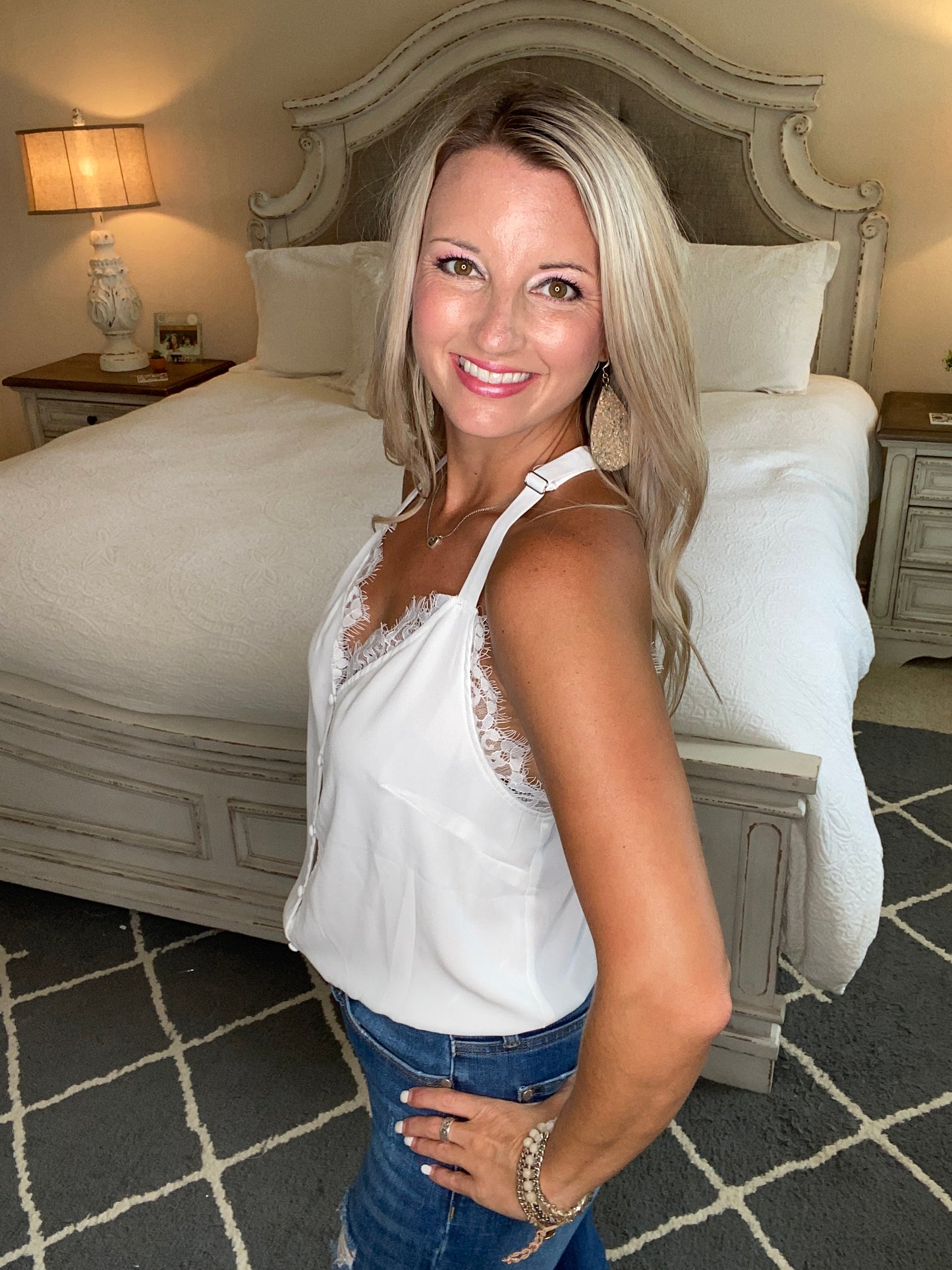 Lace Bonbon Bodysuit in White