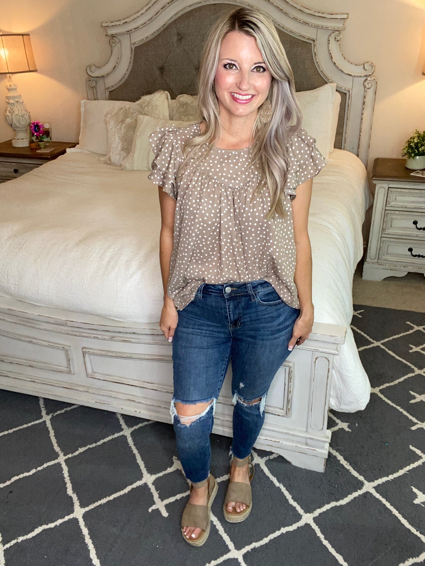 Layered Sleeve Sweetheart Blouse