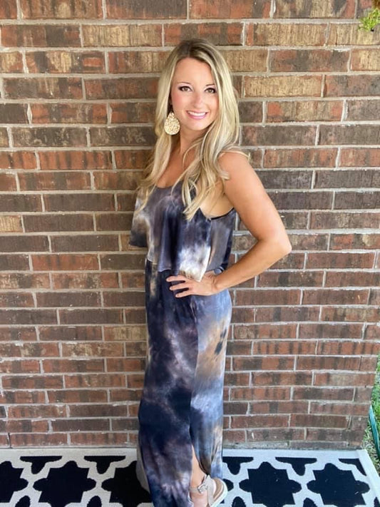 Timeless Neutral Tie Dye Maxi Dress