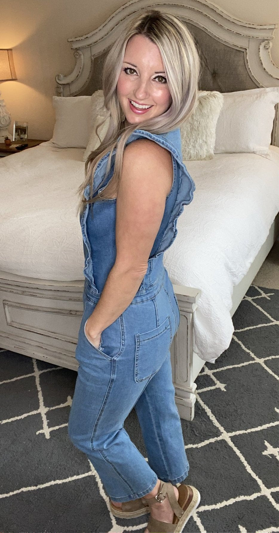 Denim Ruffles Jumpsuit