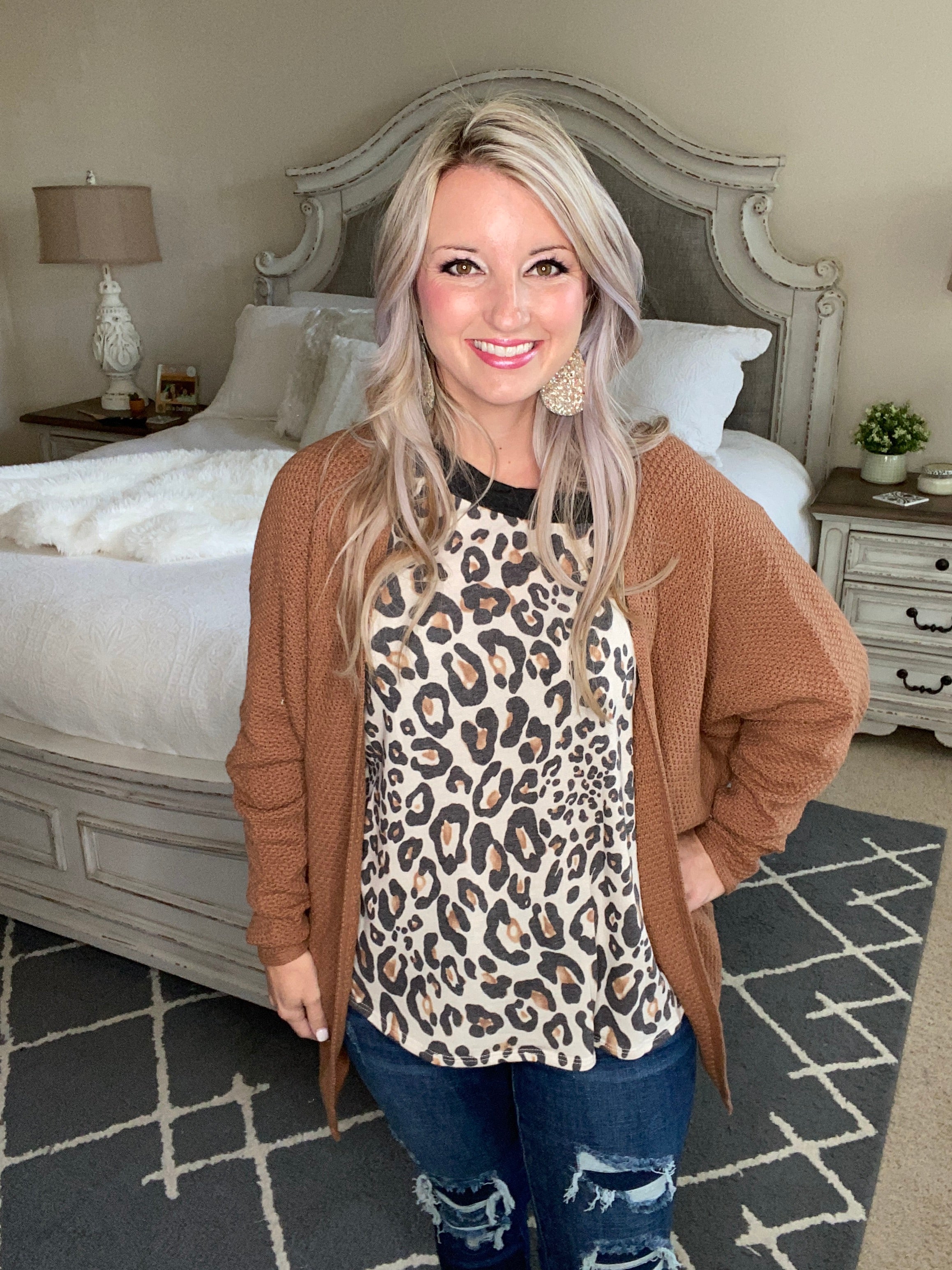 Grin & Bare It Animal Print Top in Ivory