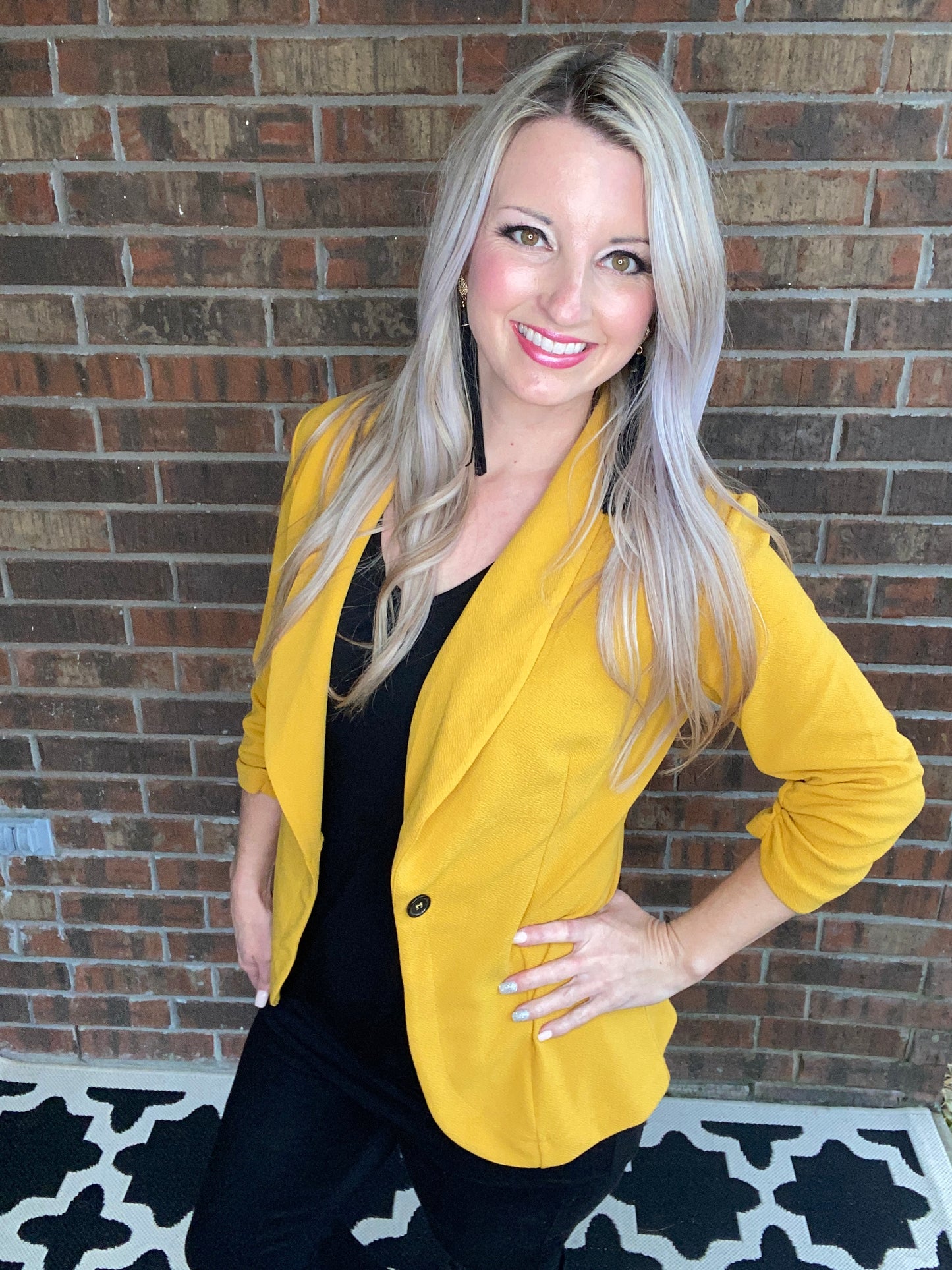 Acting Like A Lady Blazer in Mustard