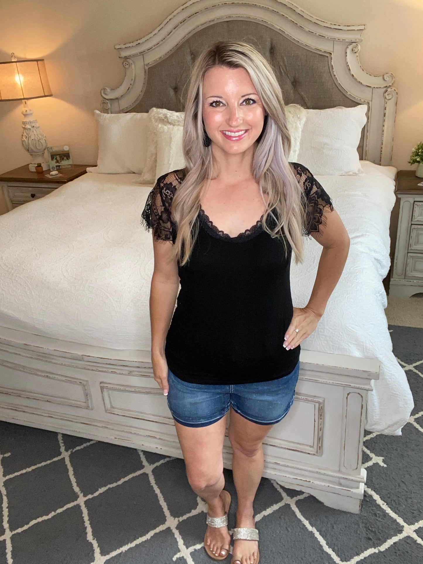 Lovely Lace Tee In Black