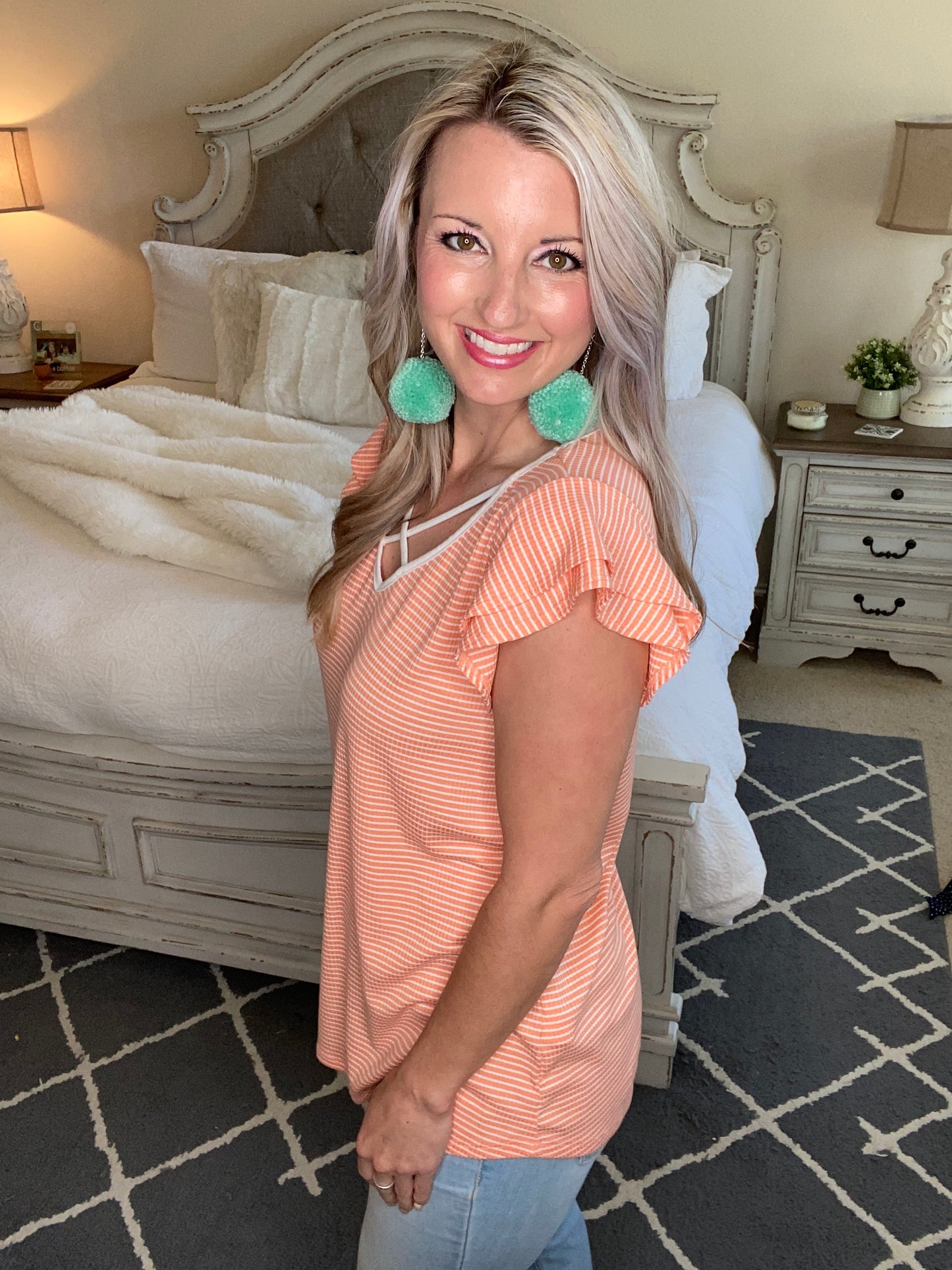 Out of Town Top in Apricot