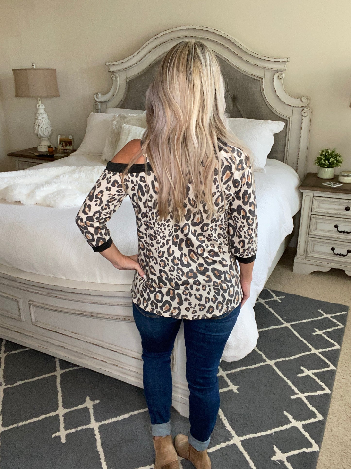 Grin & Bare It Animal Print Top in Ivory