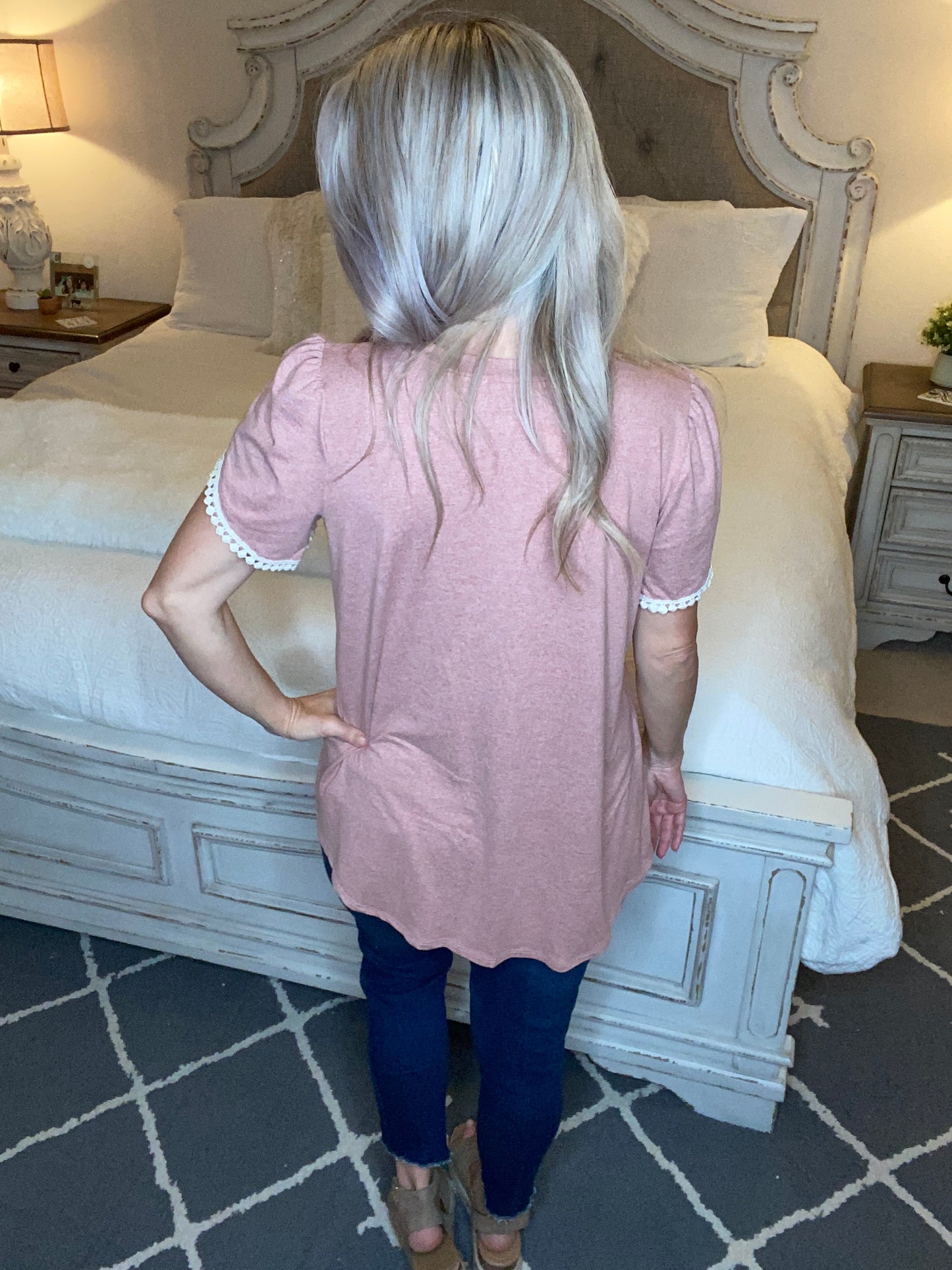 Laced Up & Sophisticated Blouse in Blush