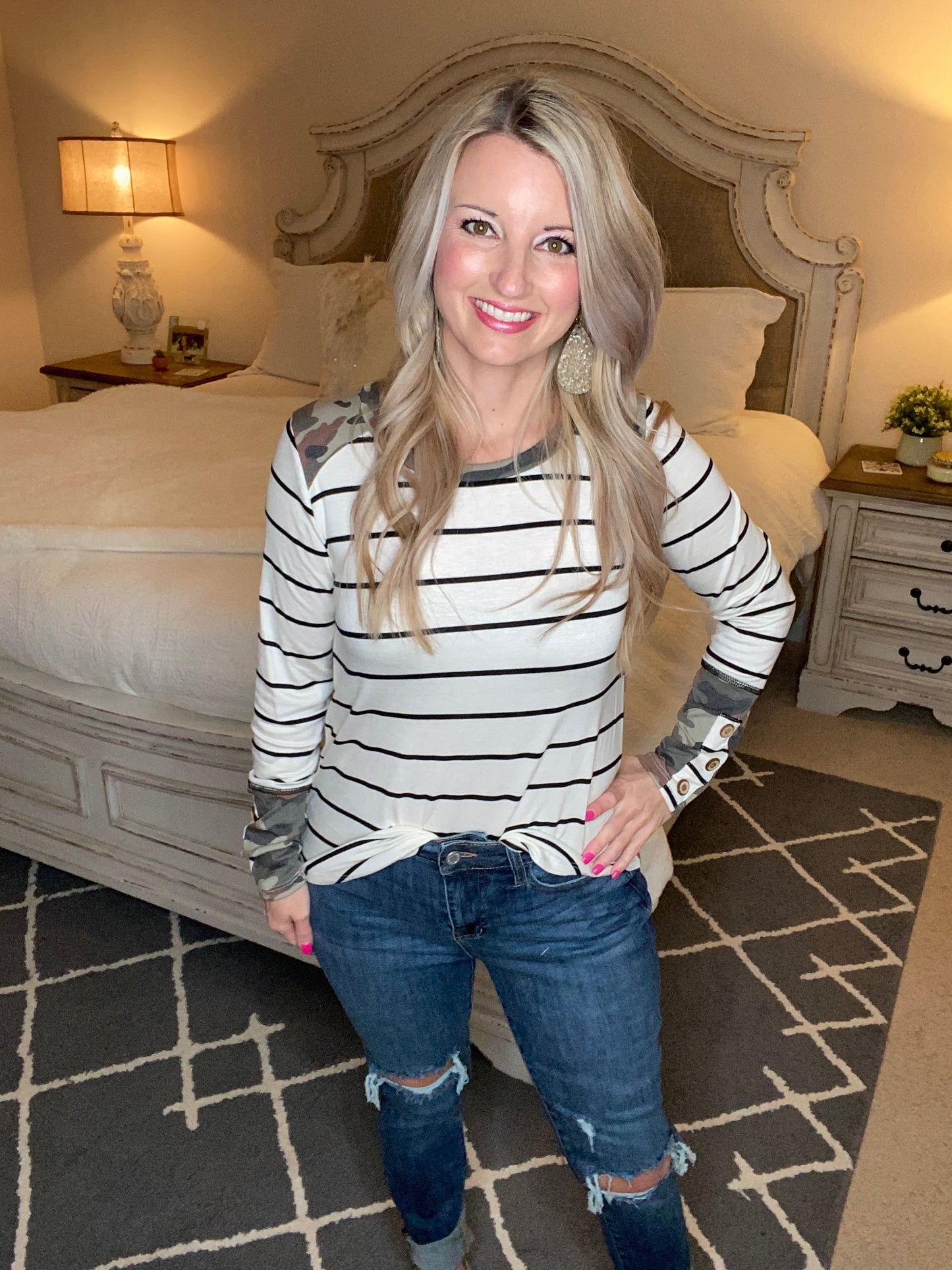 When Camo Meets Stripes Long Sleeve Top