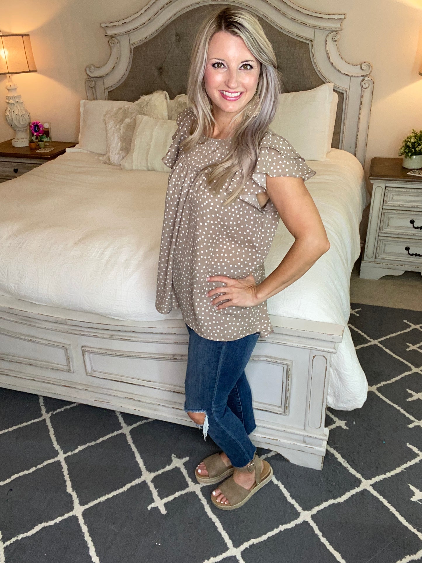 Layered Sleeve Sweetheart Blouse