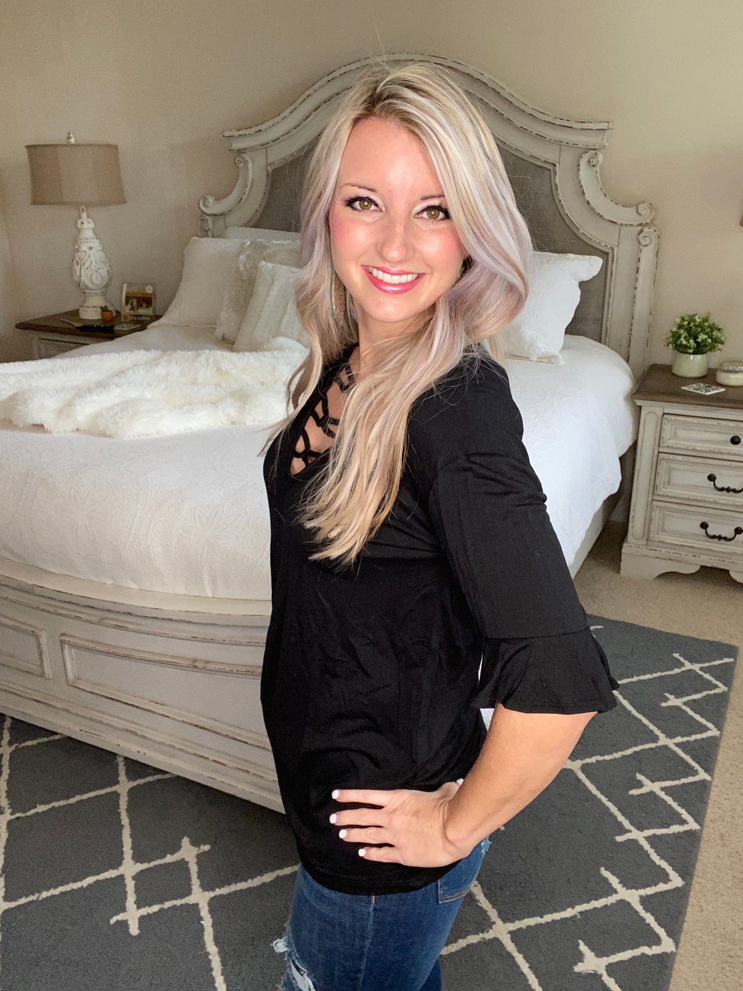 Unique Neckline Top in Black