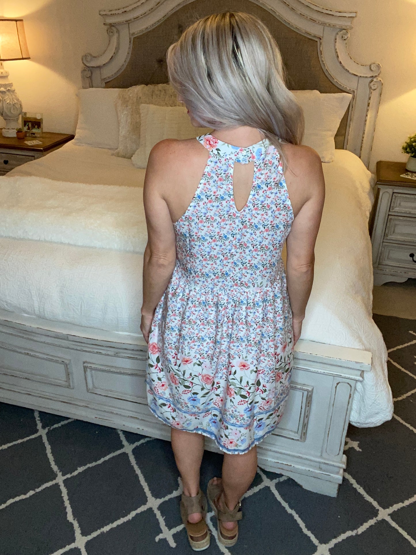 Quilted With Florals Day Dress