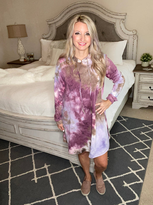 Tie Dye With A Hood Dress