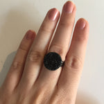 Black Sparkle Druzy Ring