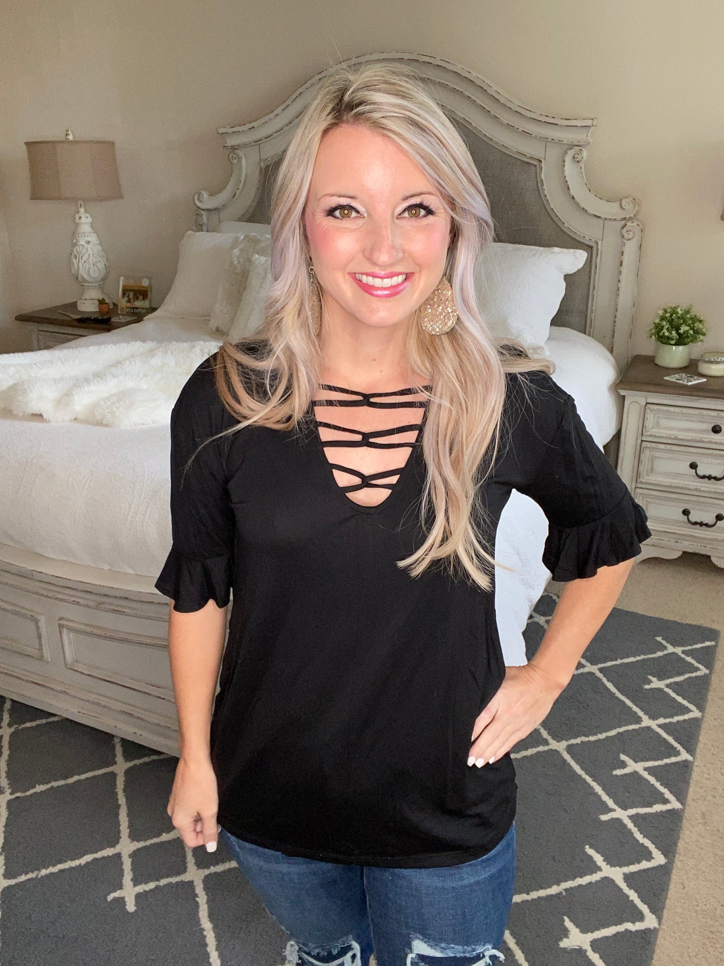 Unique Neckline Top in Black