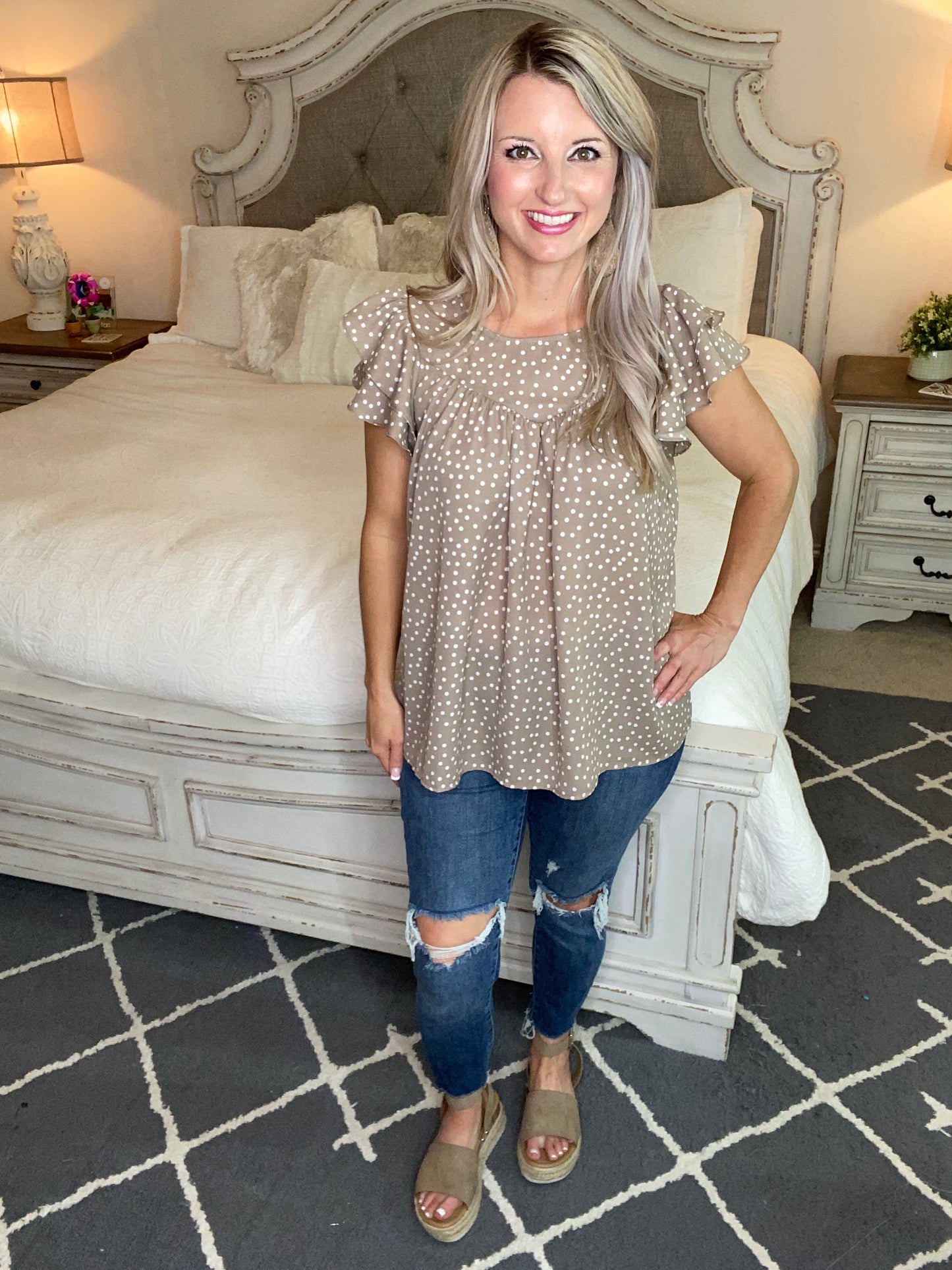 Layered Sleeve Sweetheart Blouse