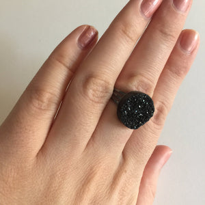Black Sparkle Druzy Ring