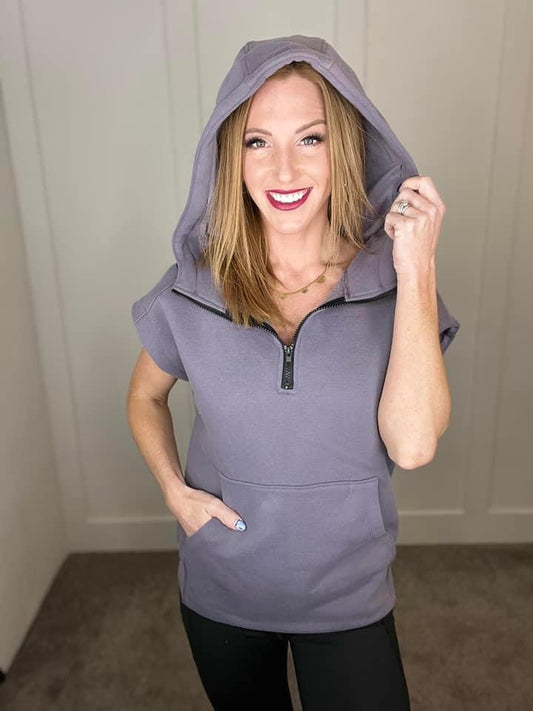 Up And Ready Cap Sleeve Workout Hoodie