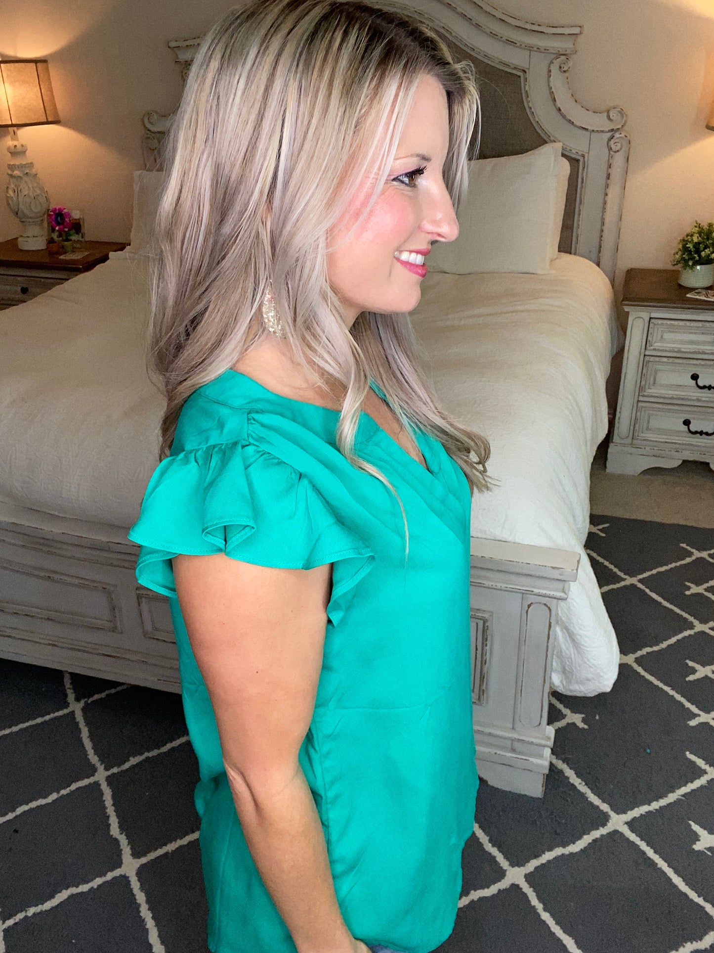 Fantastic Ruffle Sleeve in Kelly Green