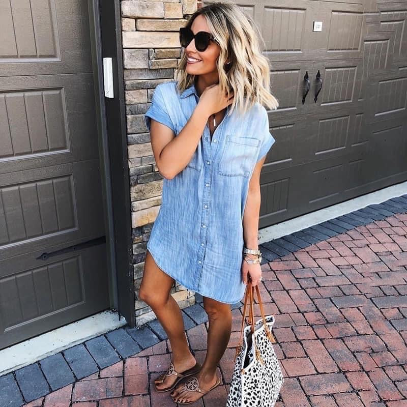 Cici Chambray Tunic Dress