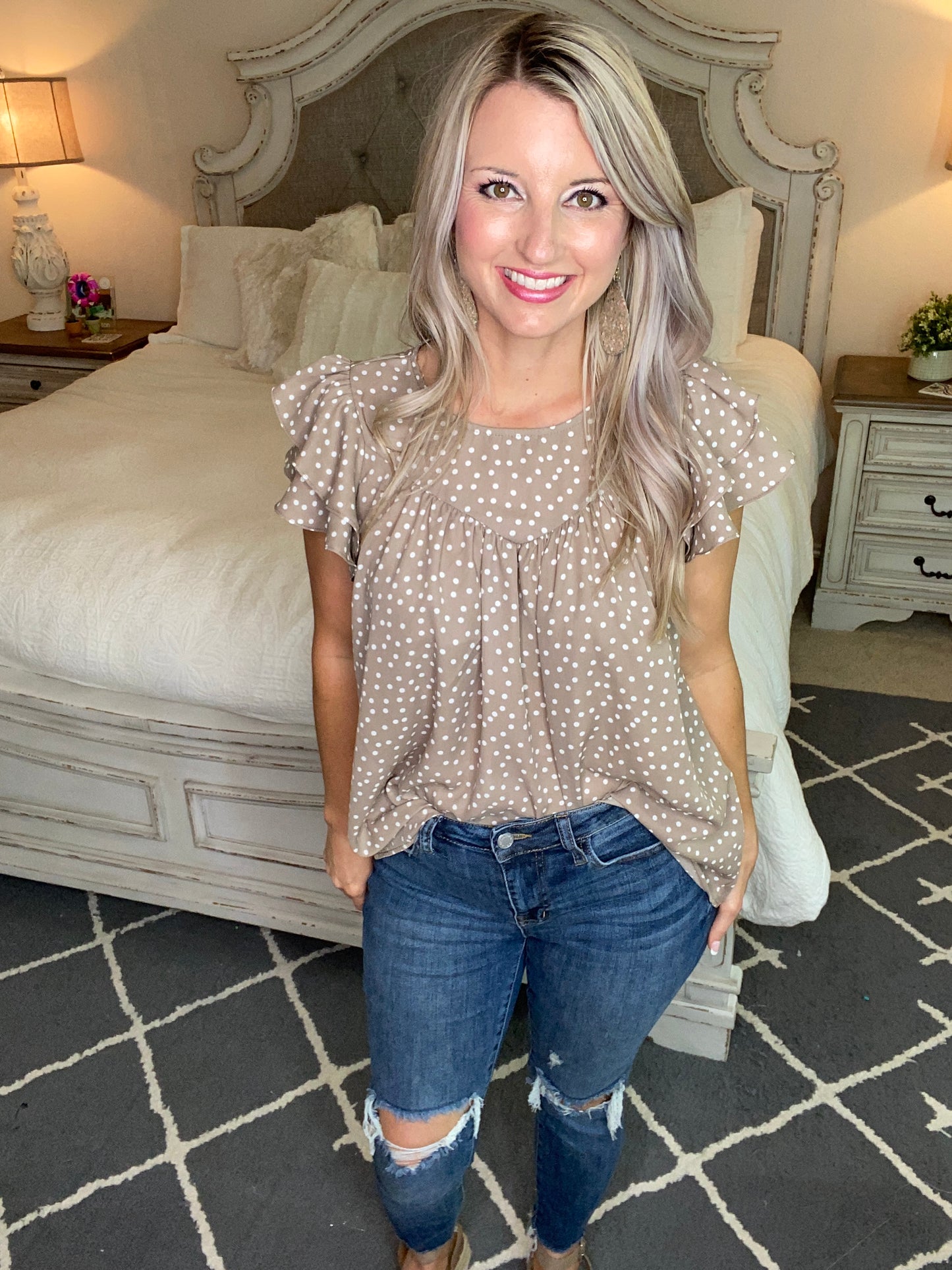 Layered Sleeve Sweetheart Blouse
