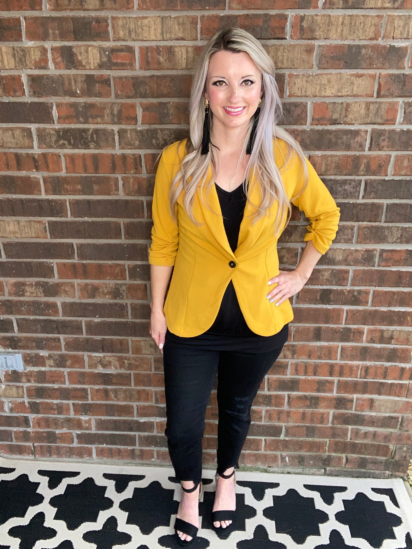 Acting Like A Lady Blazer in Mustard