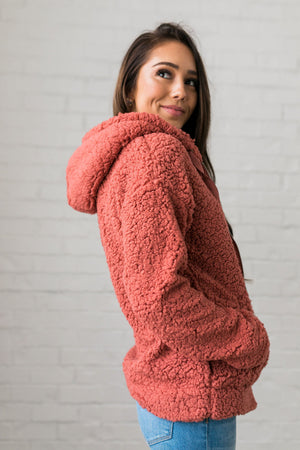 It's So Fluffy Sherpa Hoodie In Auburn - ALL SALES FINAL