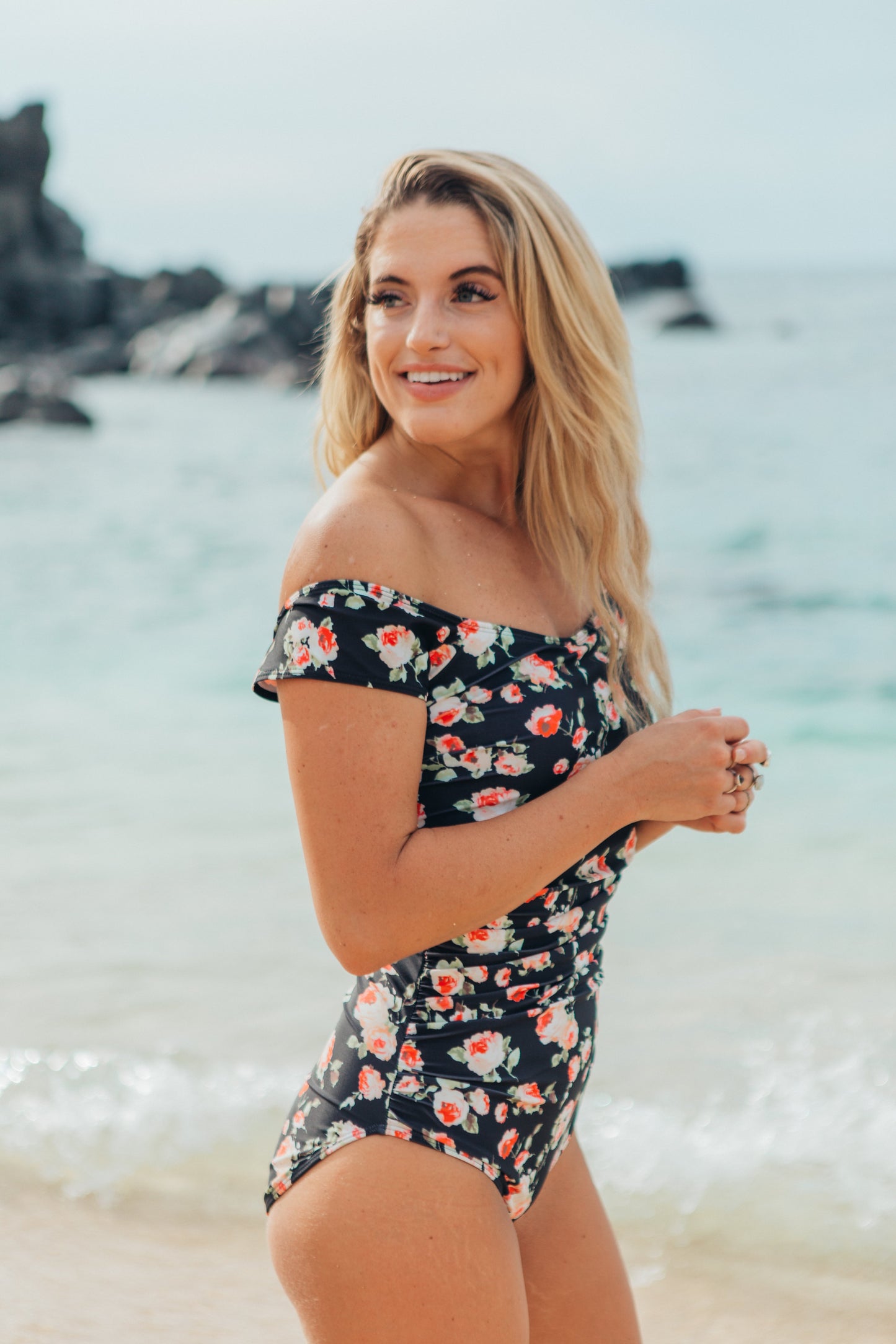 Janela Floral Bardot One Piece