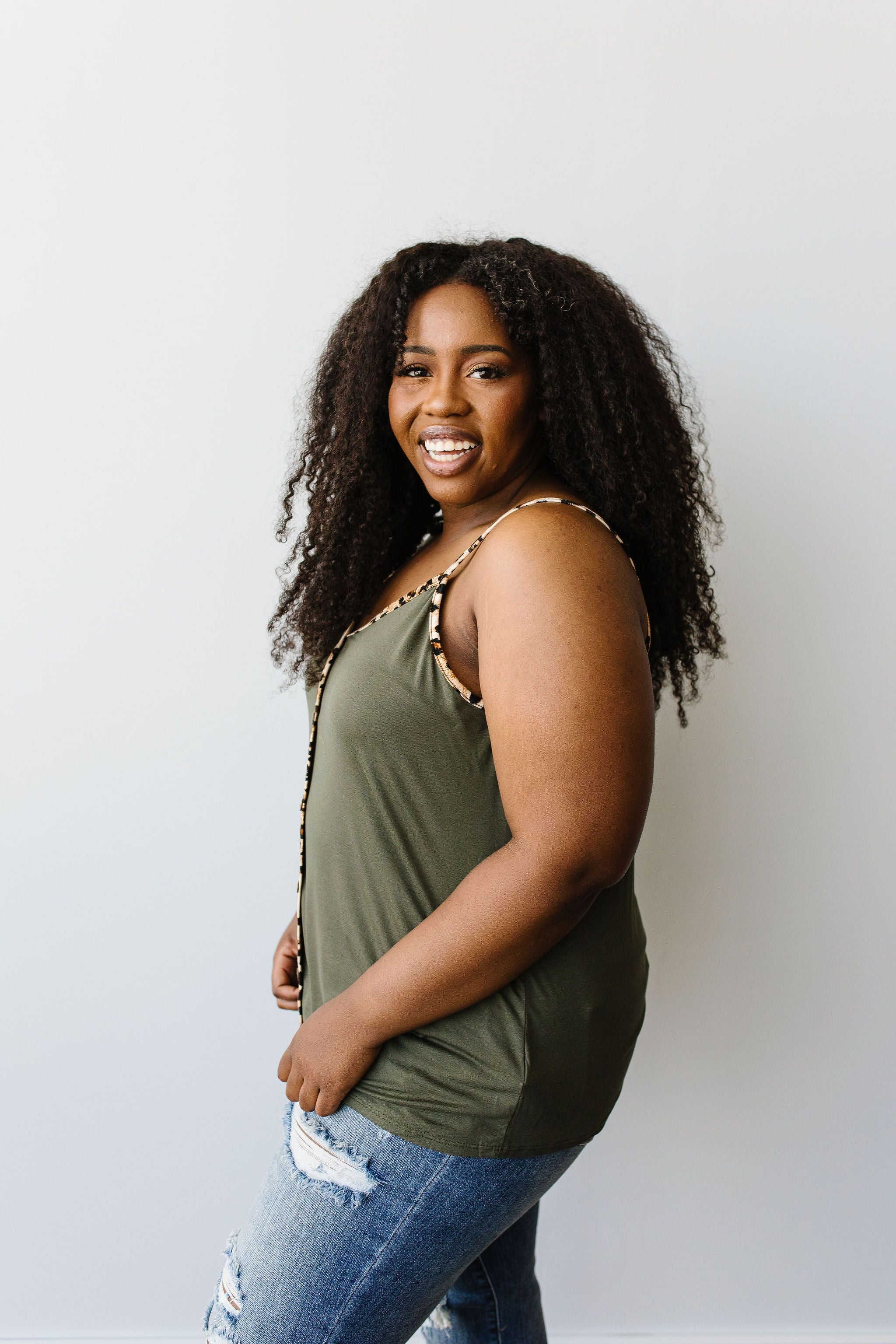 Just A Little Wild Camisole In Olive