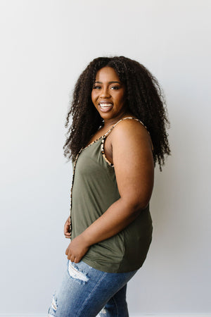 Just A Little Wild Camisole In Olive