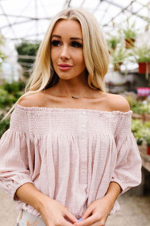 Just Add Sun Off Shoulder Top In Blush