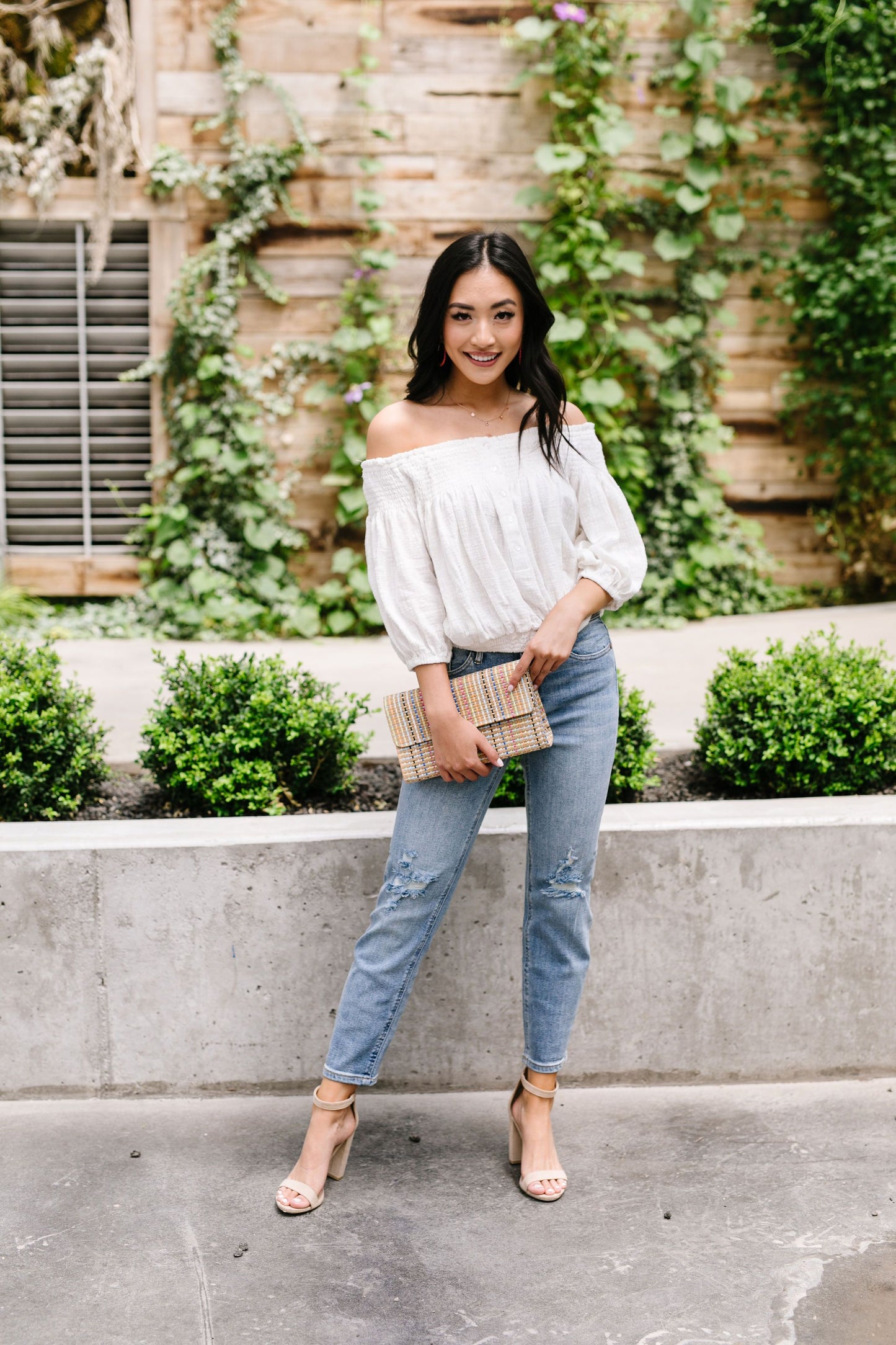 Just Add Sun Off Shoulder Top In White