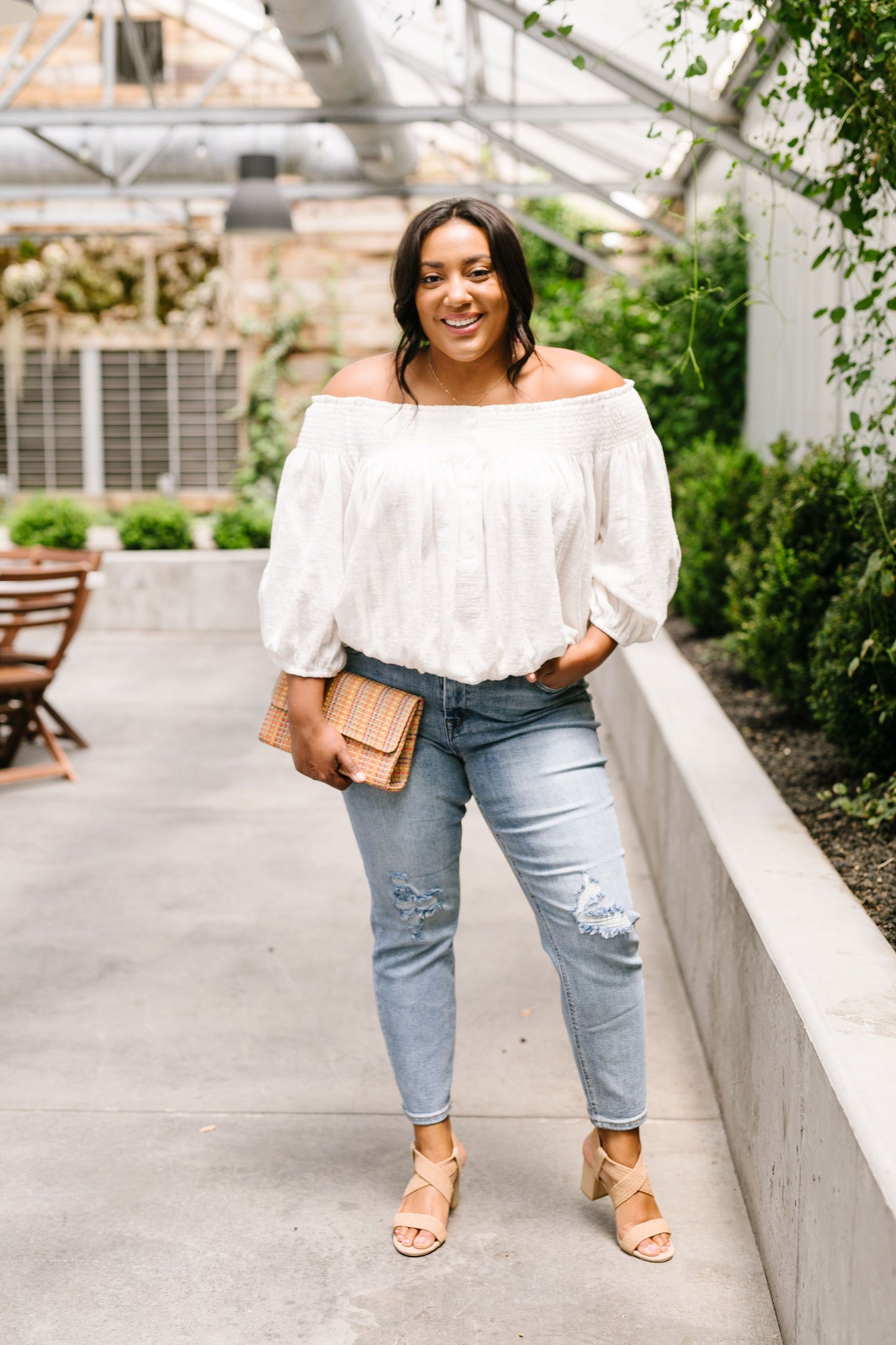 Just Add Sun Off Shoulder Top In White