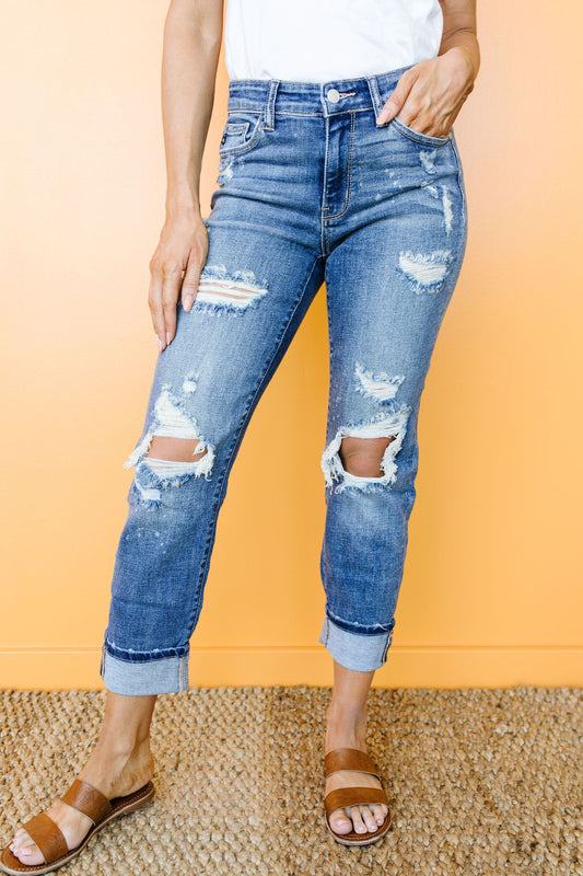 Just My Type Destroyed Boyfriend Jeans